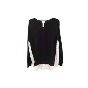 Chico's Lightweight Sweater with Polka Dot Top Attached, Blk/Wht, Sz 3 (16)‎